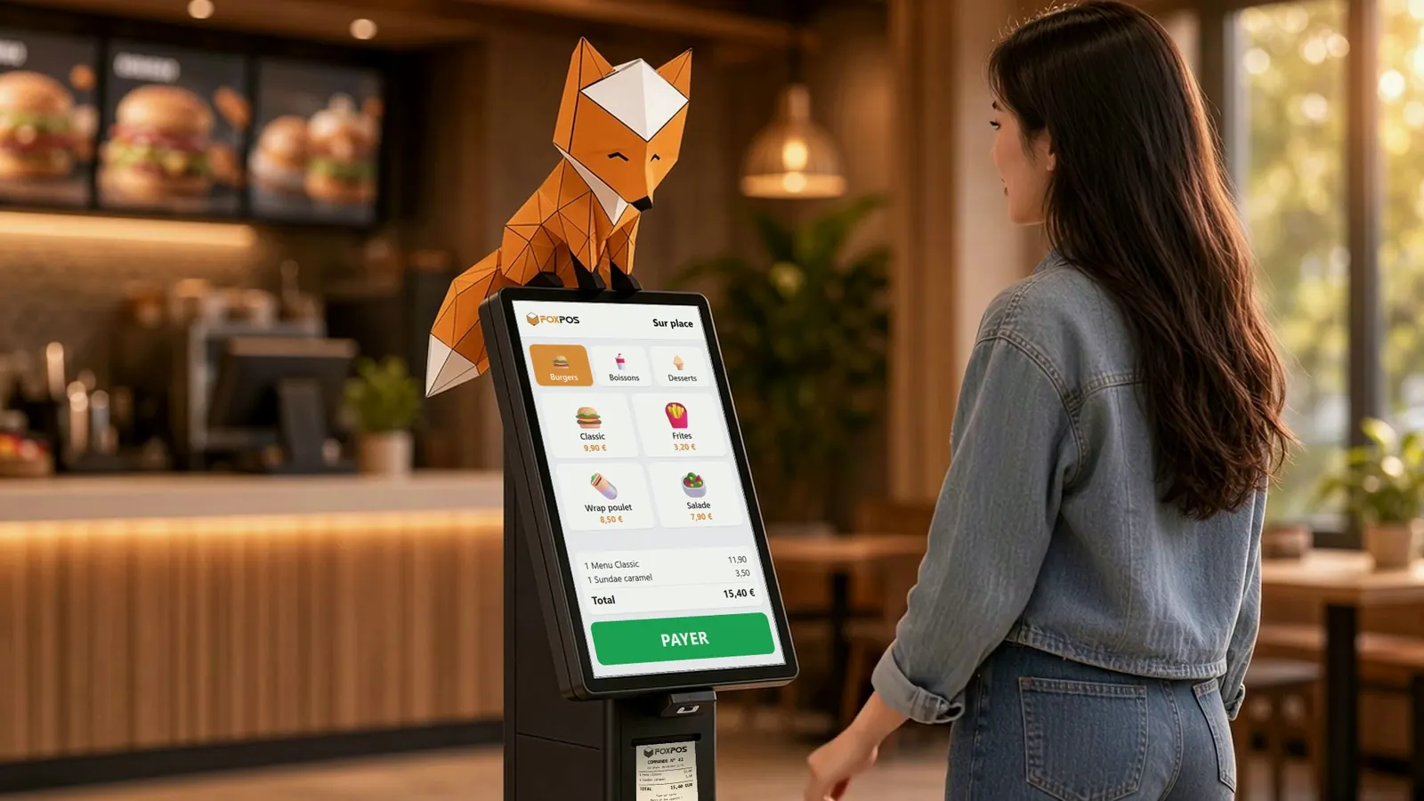 Borne de commande FoxPOS dans un restaurant