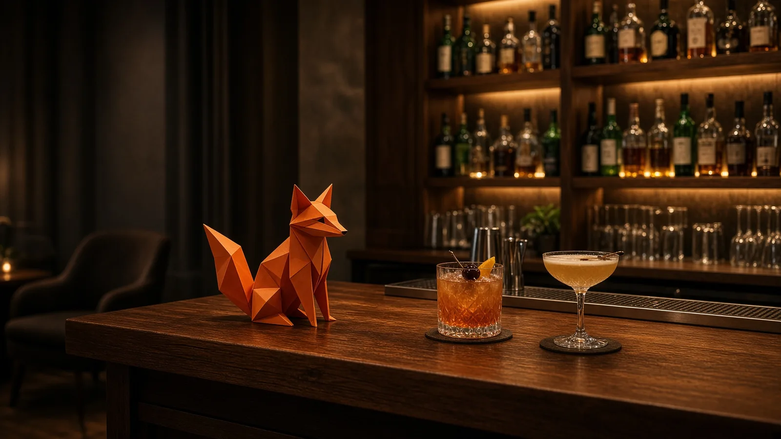 Bar d'un hôtel le soir